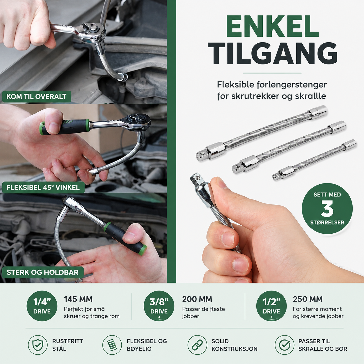 FlexReach™ – Fleksibelt forlengersett for trange områder